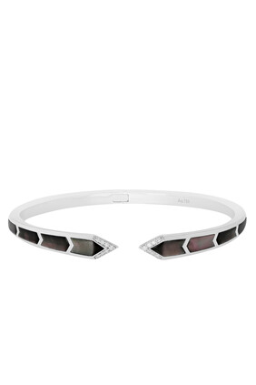 Junonia Bangle, 18K White Gold with Black Mother of Pearl & Diamonds